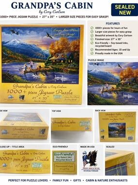 SunsOut Grandpa’s Cabin Cory Carlson 1000+ Piece Jigsaw Puzzle Large Pieces Seal